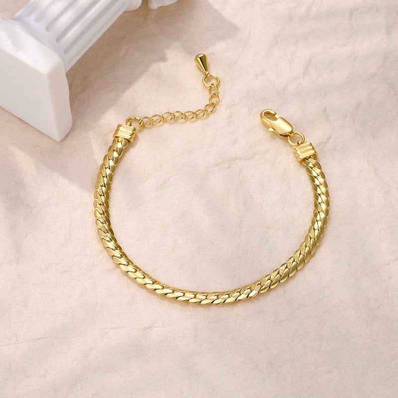 FRUMOS Dainty Layering Bracelets for Women 18 k Gold Plated Fashion Adjustable Chunky Cuban Paperclip Link Chain Bracelets Jewelry for Women Gift - Image 3